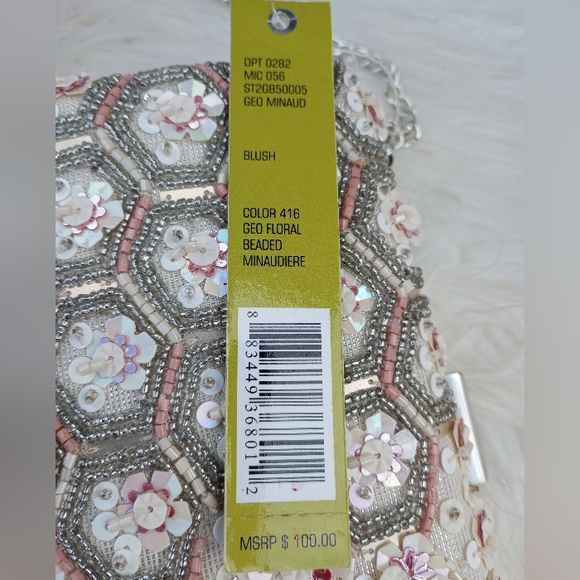 Gianni Bini Blush Geometric Floral Beaded Minaudiere
